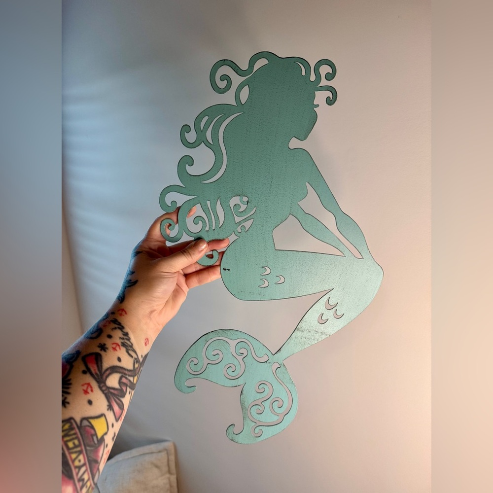 Mermaid Silhouette Metal Wall Decor